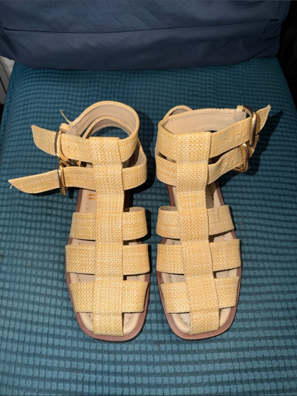 Sam Edelman Beige Woven Gladiator/Fisherman Sandals
